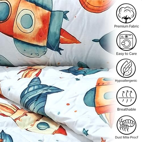 Image of MORADO Glace Cotton AC Comforter /Blanket /Quilt for Single Bed | Soft & Breathable Lightweight AC Quilt | Reversible All Season Bedding Comforter |Size 60x90 Inches,Rocket & Multi,Single