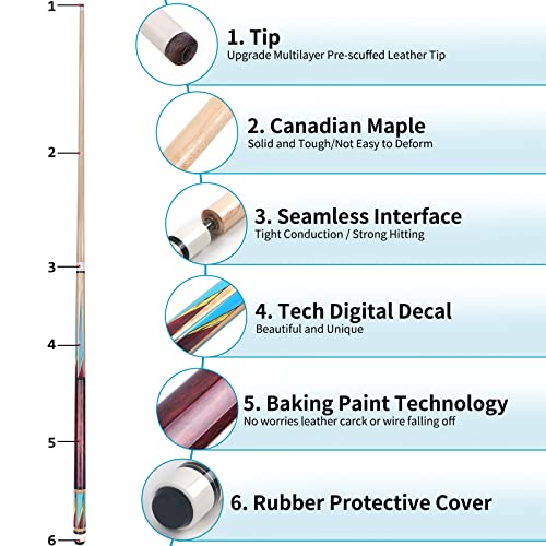 Aklot Pool Cues | Set Of 4 Pool Cue Sticks Made Canadian Maple Wood | Unique Design And Durable Cue Stick For Professional Billiard Players #TOP3