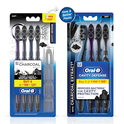 Oral B Cavity Defense 123 Soft Black Toothbrush (Pack of 4) - India - Assorted Colours - image 2