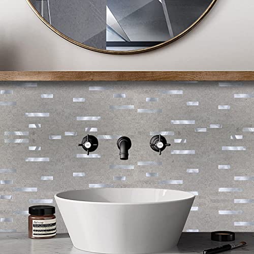 Weimeisc 1-Sheet Peel And Stick Backsplash Tile, Pvc Mixed Metal Stick On Backsplash Tiles For Kitchen (Sandstone+ Metal Silver) #TOP5