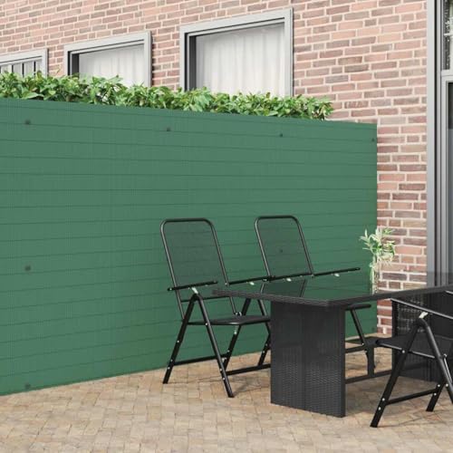 QUAHEAS Valla de jardín de PVC de doble cara verde, 1,8 x 5 m, con láminas, elemento de protección visual para terraza, balcón y jardín delantero, resistente al viento y a la intemperie, flexible como