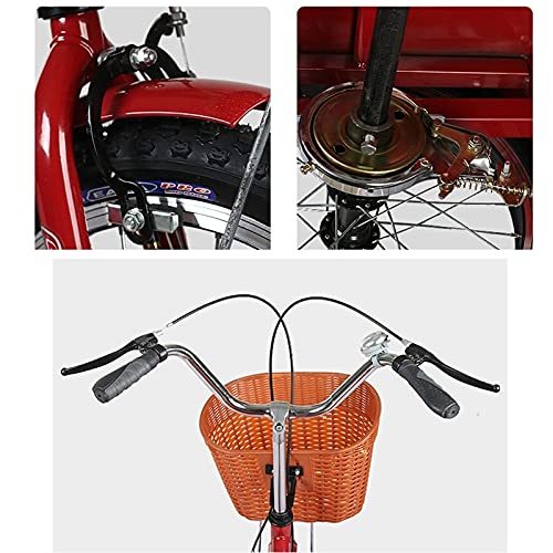 Triciclo plegable para adultos DINNA, bicicleta de 3 ruedas de 16 pulgadas, ejercicio y paseo, con canasto trasero y asiento trasero para adultos, ancianos, mujeres y hombres, color rojo miniatura 5