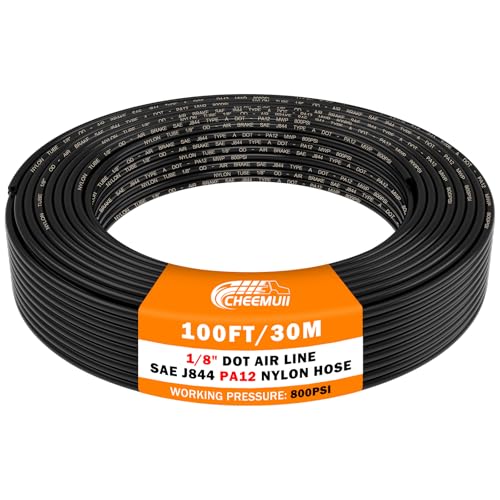 Image of CheeMuii 1 /8 DOT Air Line 100 FT 1 /8 inch PA12 Nylon Pneumatic Tubing 30.5 Meter 1 /8 Inch OD Pneumatic Air Tubing Pipe Hose Line for Semi Truck Trailer or Industrial Air System