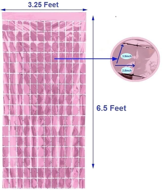 Image of AMFIN (Pack of 2) Square Foil Curtains for Birthday Decoration Photo Booth Props Backdrop Baby Shower Bachelorette Party Decorations - Blue & Pink