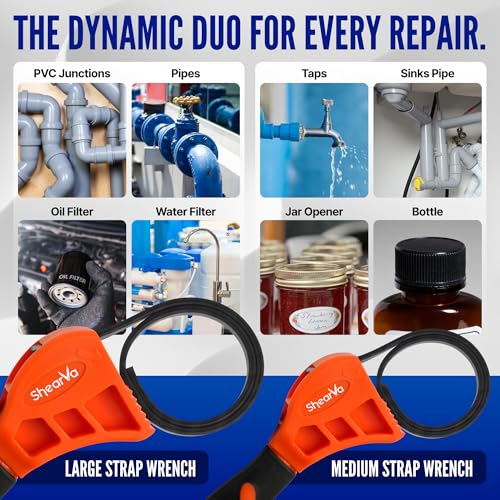 Shearva 2-Pack Steel-Core Strap Wrench