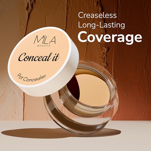 Image of Mila Beaute Conceal It Pot Concealerwith Brush | Enriched With SPF 15 and Vitamin E | Light Weight Concealer | Long Lasting Coverage | Natural Matte Finish | Covers All Skin Concerns | Easily Blendable Concealer For Face Makeup (Sun Beige)
