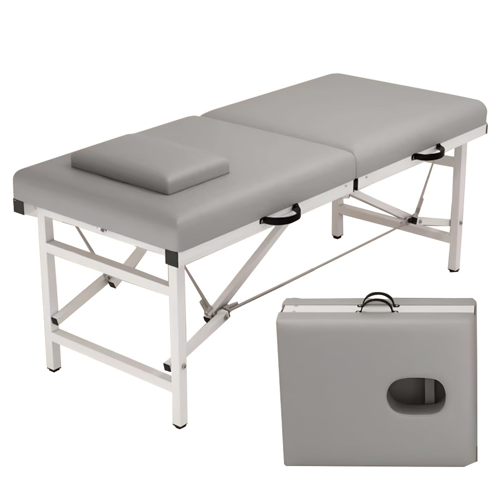 Table de Massage Fixe en Acier avec Trou Facial et Similicuir, Rembourrage Haute densité, 2 Zonas, 180x60x60CM, 185x70x60CM