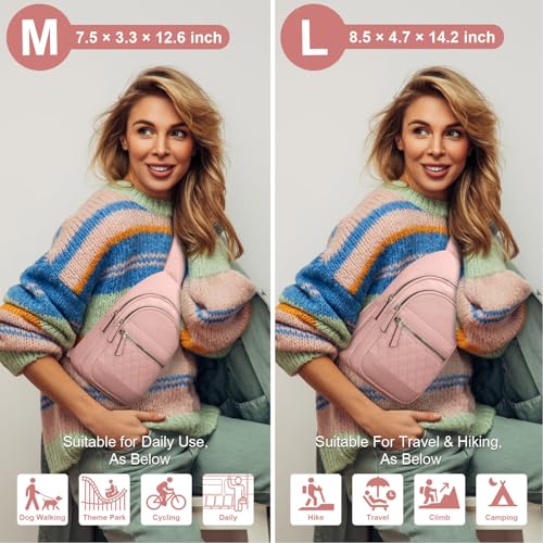 Image of Capolo Sling Bag for Women Men Waterproof Crossbody Bags for Women Trendy Casual Fanny Pack with Convertible Shoulder Strap Chest Bag for Travel Hiking(Pink, Medium)