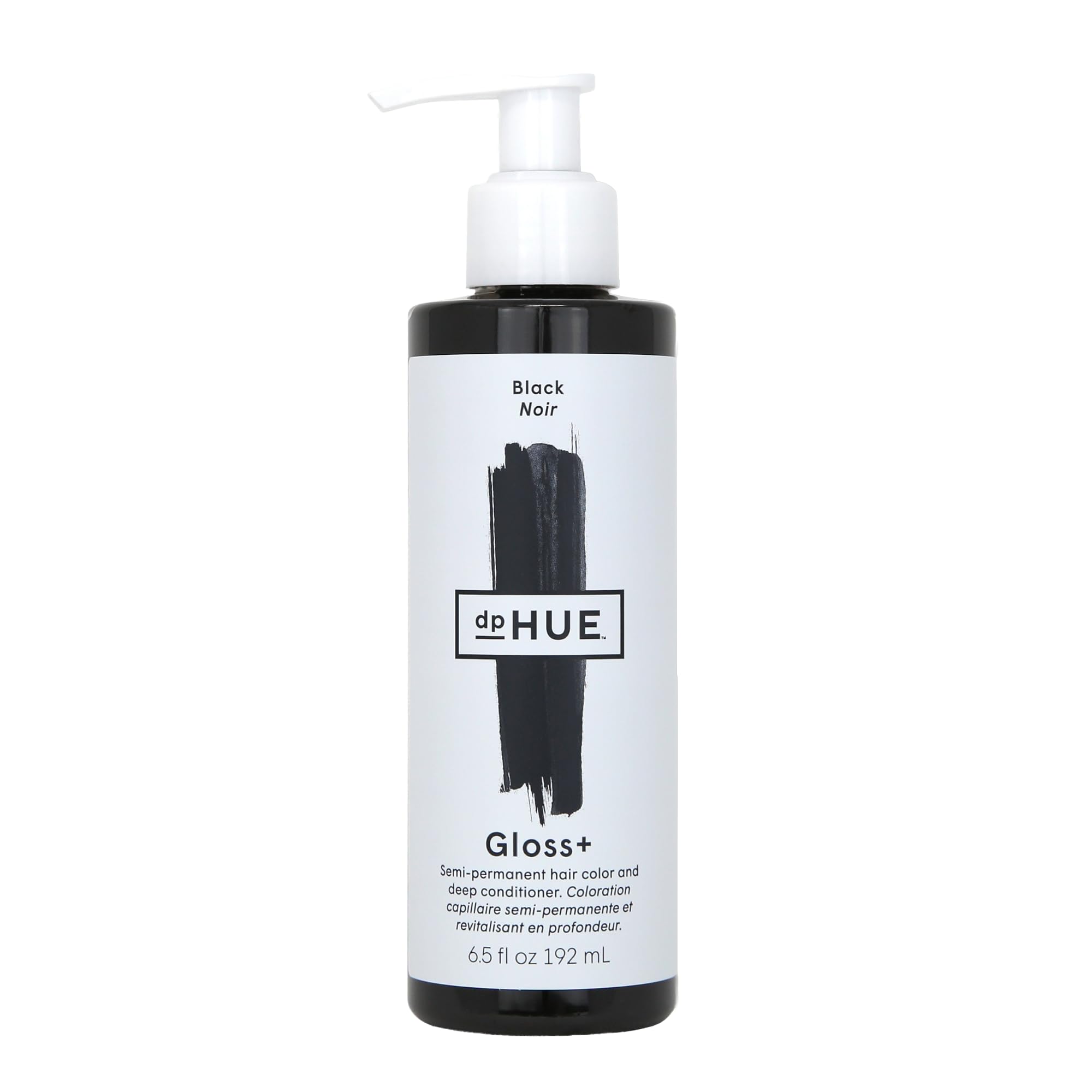 dpHUE Gloss+, Black - 6.5 oz (8-12 Applications) - Semi-Permanent Hair Color & Conditioner - Lasts Up to Eight Washes - Paraben, SLS & SLES Sulfate Free - Vegan, Leaping Bunny Certified