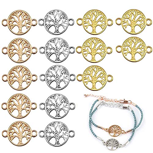 Connecteur Bracelet Set 15 Pcs Bijoux Connecteur Métal Pendentif Bracelet Arbre Vie Ensemble Pendentif Bracelet Pour La Fabrication Bracelets De Bricolage Collier Bijoux Utilisé Or Argent Or Rose Cover