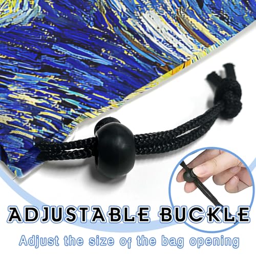 Image of Car Trash Bag Hanging Back of Seat Waterproof Small Cute Printed One-Handed Strap Drawstring Garbage Bags for Car-Starry Night