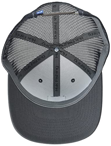 Huk Mens Mesh Trucker Snapback Hat | Anti-Glare Fishing Hat, Huk'd Up - Volcanic Ash #TOP2