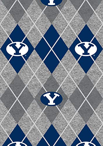 SYKEL ENTERPRISES Brigham Young University Fleece Fabric Sold by The Yard-BYU Cougars Heather Argyle Fleece Blanket Fabric-SYKEL BYU1148