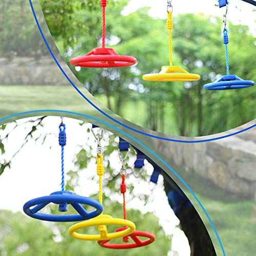 Rainbow Craft Ninja Warrior Obstacle Course Accessories Ninja Kids Outdoor Play - 7Pc Ninja Rings, 2Pc Swing Trapeze Wheels & 2Pc Ninja Monkey Bars - Without Ninja Warrior Slackline #TOP5