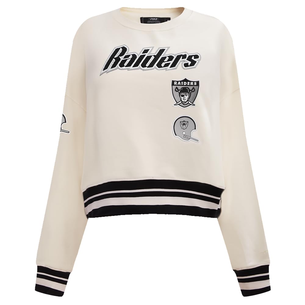 Pro Standard Womens NFL Pittsburgh Steelers Retro Classics Crewneck Sweatshirt Eggshell/Black 2Xl
