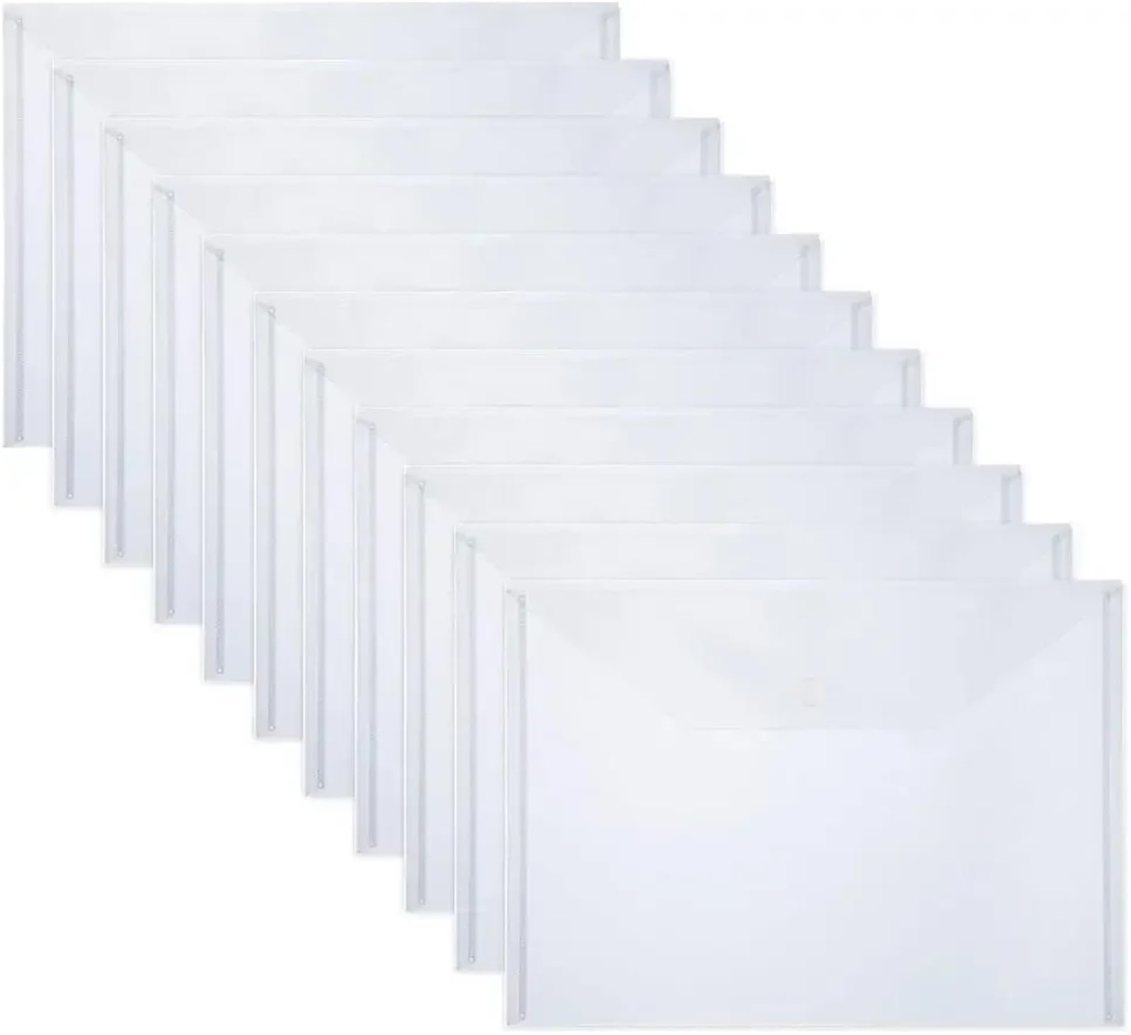 30 cartelle portadocumenti in plastica formato A4 con chiusure trasparenti, buste for documenti scolastici e da ufficio Per Scuola, Documenti D'ufficio(White Twill)