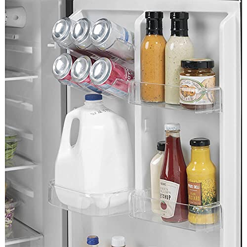 GE GPV10FSNSB 24" Top Freezer Refrigerator with 9.93 cu. ft. Capacity 12V DC Power Only LED Lighting and Adjustable Spillproof Glass Shelves in Stainless Steel and Black on Fridge.com