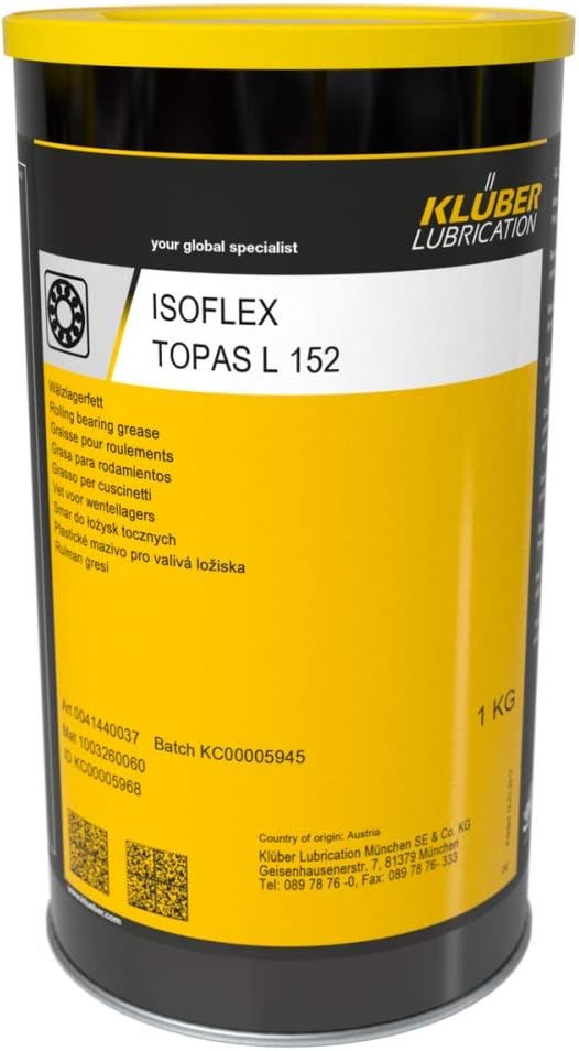 Kluber Isoflex Topas NB 52 1kg Can - Synthetic Grease - 35.27 Ounce - Prevent Corrosion - 2.20462 pounds