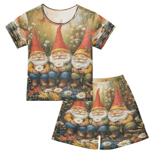 senya Short Sleeve Pajamas Sets Summer Cotton Sleepwear Three Cute Gnomes