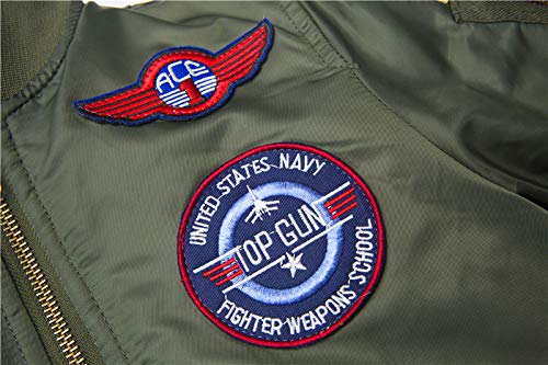 OYSTERBOY NASA MA-1 Flight Bomber Jacket TopGun Military with US Army & Navy Patched Coat for Kids Boys4