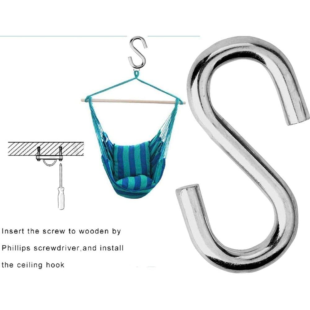 Diy Crafts CT-DIY-HI-37184 Stainless Steel Hammocks Chains and S - Hooks, 3 - Inch Long, # 2, Pack of 4 (Multicolor) 1