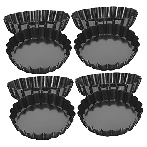 Cabilock 8Pcs Mini Tart Molds Removable Bottom Baking Pans for Egg Tarts Non Stick for Afternoon Tea Family Gatherings Design