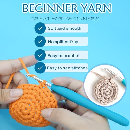 Image of 6 Pack Beginners Crochet Yarn Pink Yellow Blue Purple Green Cotton Easy Yarn for Crocheting and Knitting Beginners Crochet Kit-Pastel Series