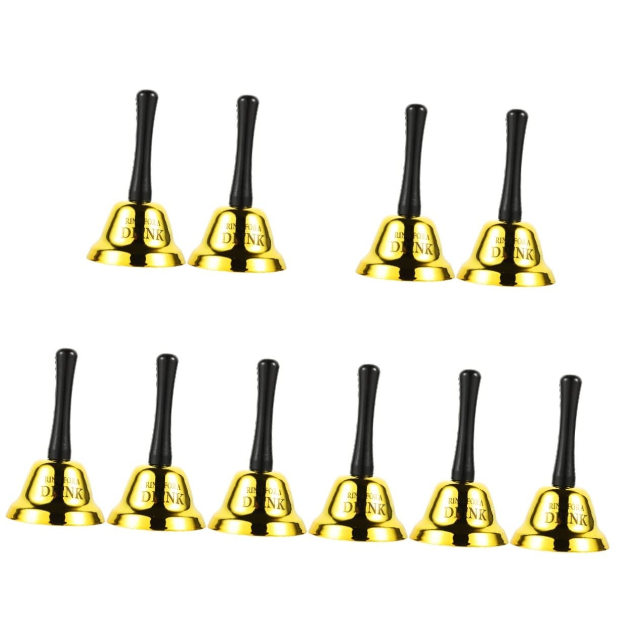 SAFIGLE 10 Pcs Bar Rattle Bells for Crafts Service Bell for Desk Instruments for Adults Game Bell Golden Dinner Bells School Bell Restaurant Hand Bell Handheld Bells Retro Call Bell Metal