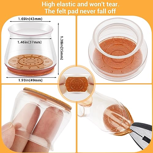 Image of 24-Pcs Extra Large Round Silicone Chair Leg Floor Protectors | Stretchy Furniture Pads & Caps Protect Hardwood Floors from Scratches & Noise and Fit Most Dining Table & Bar Stool Legs