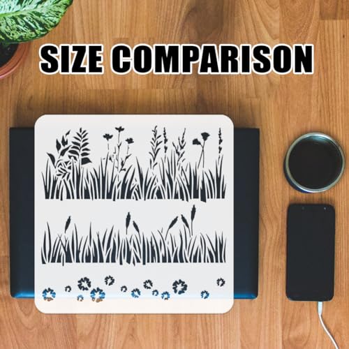 FINGERINSPIRE Layering Grasses Painting Stencil 30x30cm Reusable Wild Flower Drawing Template DIY Art Grass Pattern Decoration Stencil for Painting on Wood Wall Fabric Furniture - Image 3