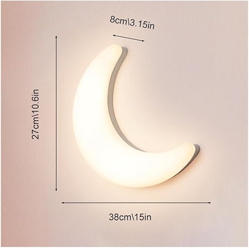 Miniatura 7 de Aplique de pared LED con forma de luna creciente, luz nocturna regulable para habitación infantil, lámpara de pared Blanca suave, lámpara