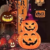 Collapsible Light up Pumpkin Halloween Decorations Outdoor, 3FT Plastic Pre-lit Stackable Jack o Lantern Pumpkin with 8 Lighted Mode & Timer for Home Indoor Outdoor Yard Porch Party Decor