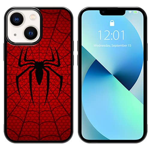 Odhtst Spider iPhone Case 13 Mini - Shockproof Protective Cute Cool Spider-Web Phone Case Designed for iPhone 13 Mini 5.4 Inch Case for Man Girls Women Boy Black Red(5.4 in,13 Mini)