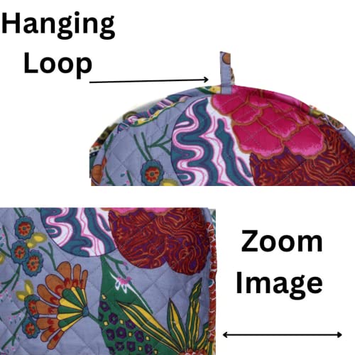 Image of Paisley Print Decorative Tea Cosy Vintage Rose Pink Creative Printed Cotton Tea Cozy Indian Ethnic Tea Cozies Floral Hand Block Printed Kettle Cover (Grey), EKVTEA2326, 38 X 30 CMs
