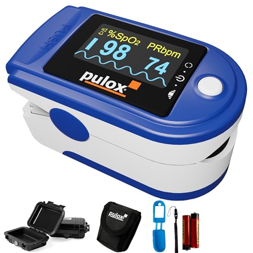 Pulox PO-200A Oxímetro de pulso con función de alarma y tono de pulso, incluye accesorios