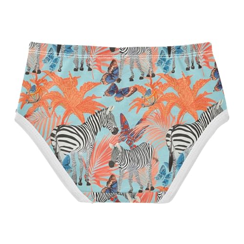 Zebras Orange Leaves Light Blue Cute Panties Girl Toddler Girls Underwear Cotton Artistic Underpants Briefs 2t2