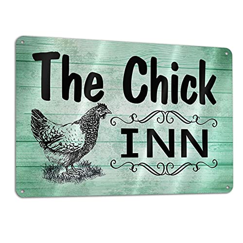 Funny Sign The Chick Inn Vintage Metal Sign Â Mall Rural Chicken Coop Metal Chicken Sign Metal Poster Wall Art SignÂ Â  Â 8x12inch