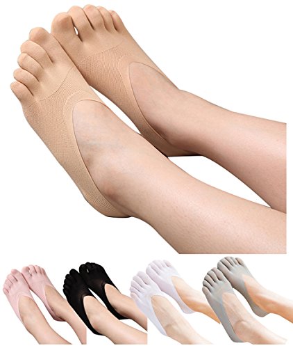 HONOW Women's No Show Toe Socks Invisible Liner Summer Casual (Pack of 5)