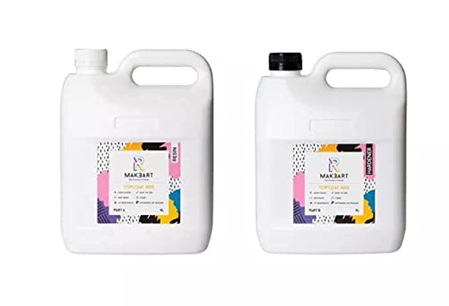 makeart resin top coat - clear epoxy resin - 8 liters art resin kit (4 liters resin and 4 liters harderner)