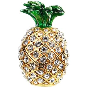 YU FENG Bling Pineapple Trinket Boxes Hinged Crystal Jeweled Enamel Trinket Jewelry Box Collectibles Gifts
