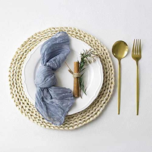 12 Pack Cheesecloth Napkins 20×20 Inches Dusty Blue Cheese Cloth Napkins Gauze Table Napkins With Wrinkle Multipurpose Bulk For Dinner Wedding Party Home Decor #TOP4