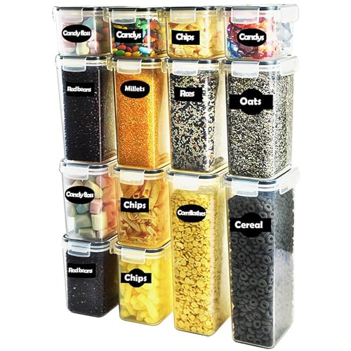 Oypla 14pc Airtight Reusable Plastic Kitchen Pantry Food Storage Container Organiser Set