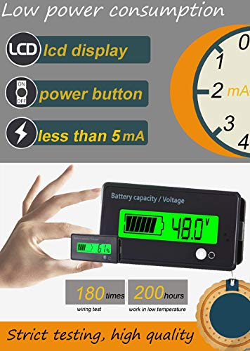 Multifunctional Battery Capacity Monitor 48V Lcd Battery Fuel Gauge Indicator Meter For Lead-Acid Battery Motorcycle Golf Cart Car, Green #TOP3
