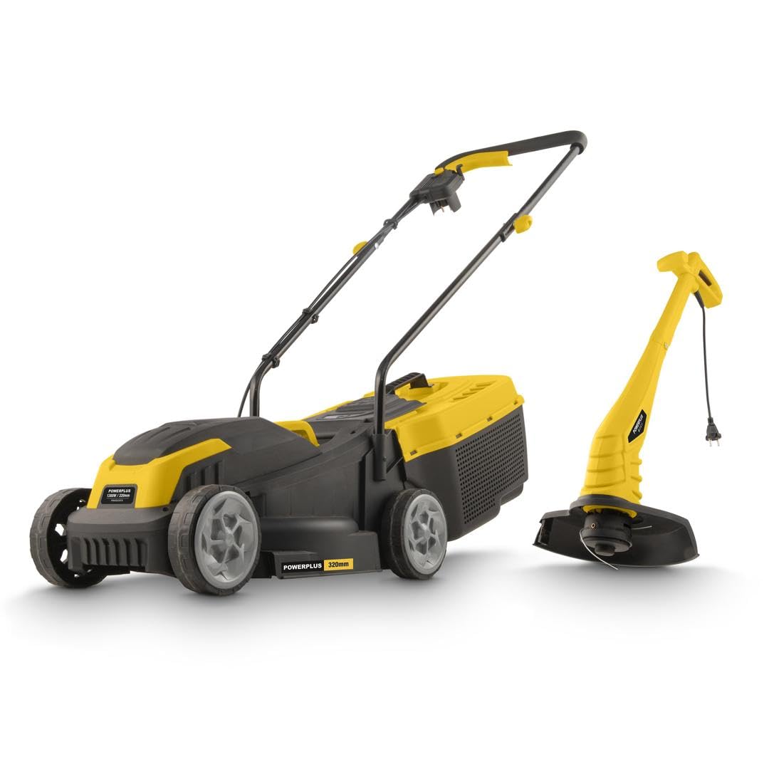 Powerplus Cortacésped Eléctrico y Recortabordes POWXG62205T – Cortacésped de 1300W con Ø320 mm y Recortabordes de 250W con Ø220 mm, Herramienta de Jardín