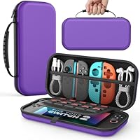 MoKo Carrying Case for Nintendo Switch 2(2025), Protective Hard Shell Portable Travel Carry Case Pouch holds 10 Cartridges with Pockets for Switch 2 Accessories and Games, Deep Purple