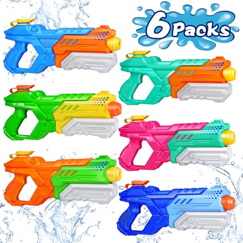 Quanquer 600cc Water Guns for Kids & Adults - 6 Pack Super Squirt Blasters Soaker with Long Range, High Capacity Pump Action, Summer Swimming Beach Outdoor Water Fighting Play Pool Toys for Boys Girls