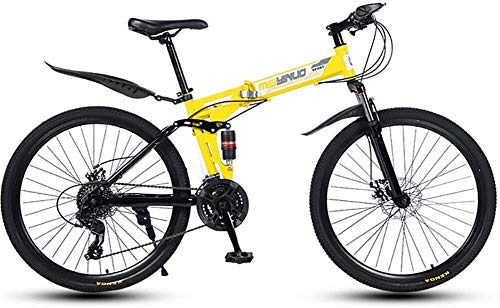 ZHANGZHANG Mountain Bike26 in Folding Bike Double Disc Fork Rear Suspension Brake Suspension Anti-Slip Bicycles 3/6/10/30/40 Spoke 21/24/27 Speed 0802 (Color : 30knives, Size : 24speed)