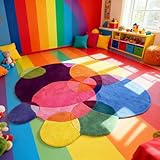 Irregular Round Rug 4ft for Bedroom,Handmade Cool Bedroom Rug Living Room Carpet,Modern Outdoor Colorful Rug, Creativity Soft Cute Girl Room Decor(Modern, 4')