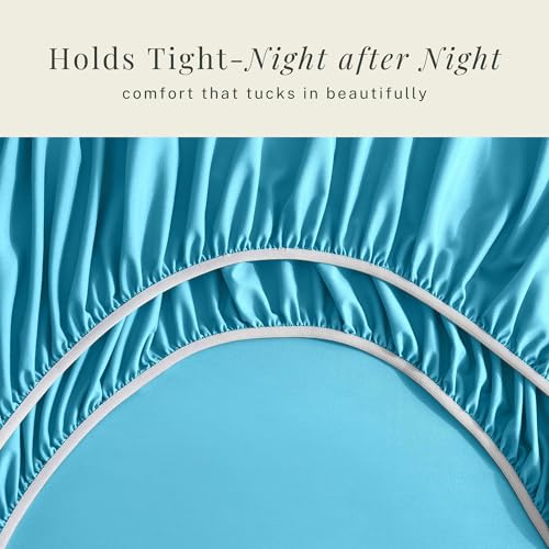 Image of Hearth & Harbor Bed Linen Set - Split King Size, 6 Piece, Extra Deep Pocket, Microfiber, Beach Blue
