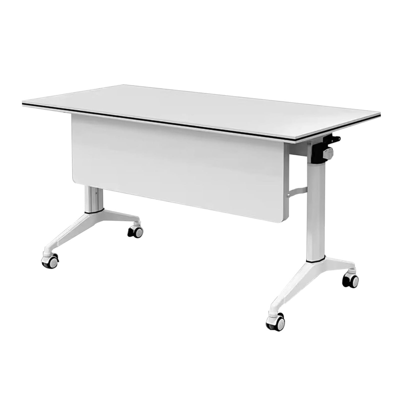 Tavolo da conferenza pieghevole portatile in legno con struttura robusta e ruote a 360° - Tavolo salvaspazio per ufficio, riunioni, seminari e corsi di formazione, 120x55x75 cm/47,2x21,6x29,5 pollic